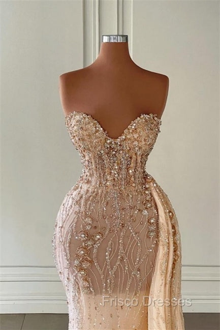 Charming Sweetheart Sleeveless Mermaid Formal Prom Dress With Beads Long