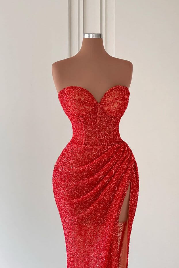Charming Sweetheart Sleeveless Mermaid Prom Dresses Long Slit Online Secondary image