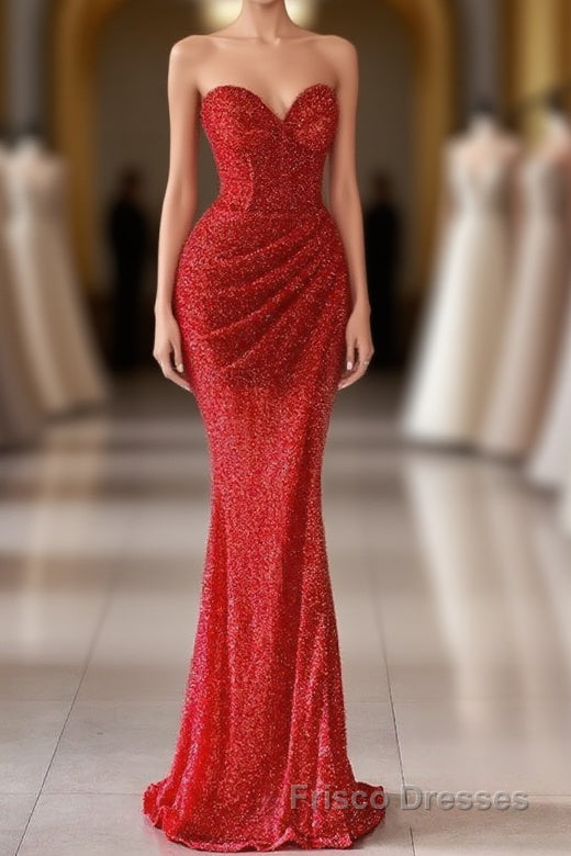 Charming Sweetheart Sleeveless Mermaid Formal Prom Dresses Long Slit Online Main image