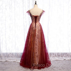 Charming Tulle Cap Sleeves Long New Party Gown, Formal Prom Dress