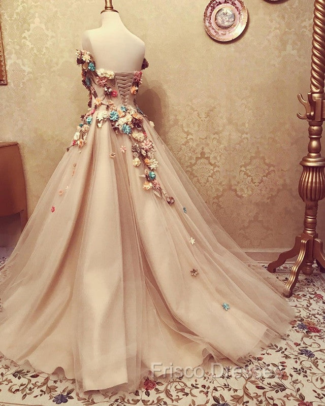 Charming Tulle Evening Dress 3D Flowers Embroidery Formal Prom Gowns Secondary image