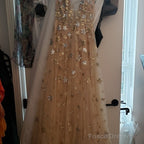 Charming V-Neck Floral Long Prom Dress, Evening Dress