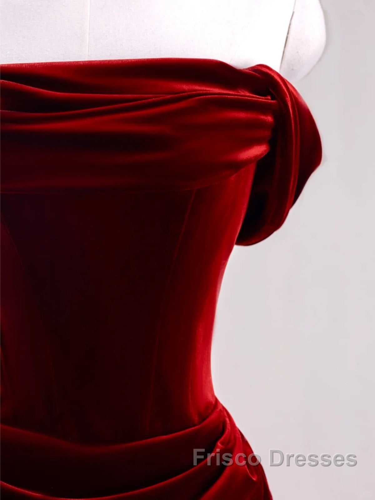 Charming Wine Red Mermaid Off Shoulder Velvet Formal Dress, Wine Red Long Formal Prom Dress