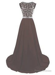 Cheap A-Line Chiffon Backless Cap Sleeve Prom Dress With Beading