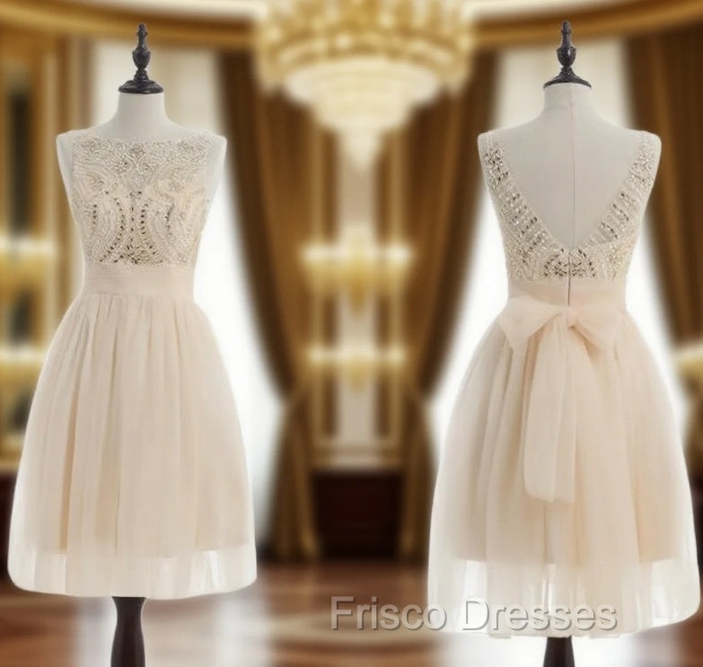 Cheap bridesmaid Dress champagne homecoming Dress junior homecoming Dress Main image