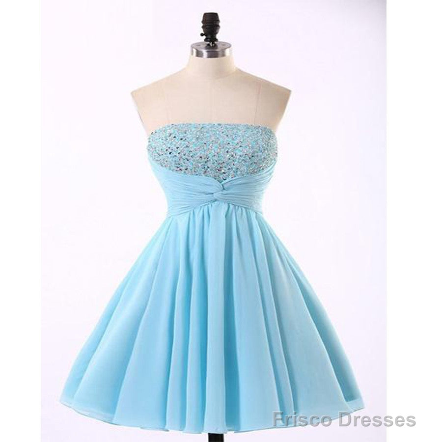 Cheap Chiffon Light Blue Cute Homecoming Dresses Main image