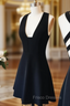 Cheap homecoming Dress Black V Neck Homecoming Dress