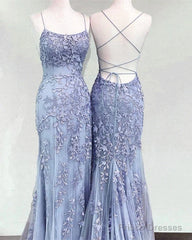 Cheap Lace Applique Mermaid Corset Prom Dresses  Long Formal Dress Lace Up Back