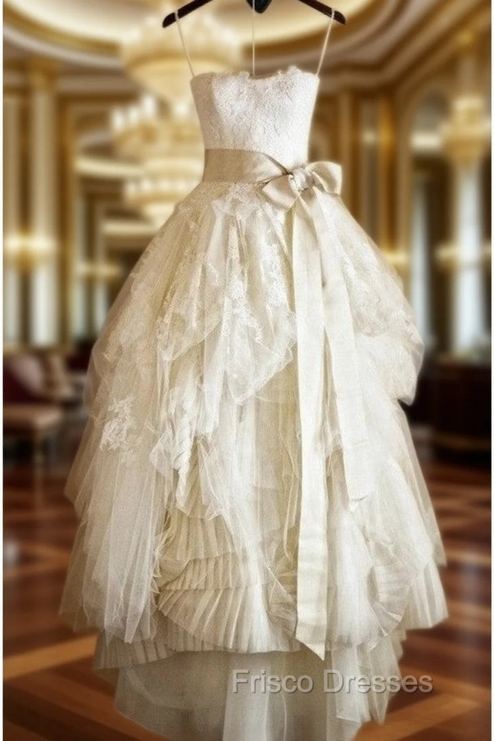 Cheap Ivory Lace Ball Gown Wedding Dress, Wedding Formal Prom Gowns, Bridal Dress, Bridal Gowns Main image