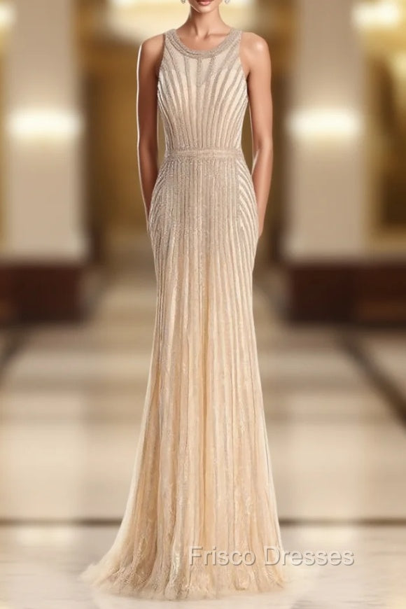 Cheap Formal Prom Dress Robe De Soiree Halter Gold Evening Party Dress Main image