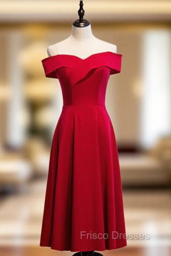 Cheap Satin Burgundy Sleeveless Short Formal Prom Dress