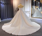 Cheap Satin Wedding Dresses Strapless Ball Gown Bridal Dress Discount