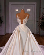 Chic A-Line Cathedral Sleeveless V-Neck Long Wedding Dresses