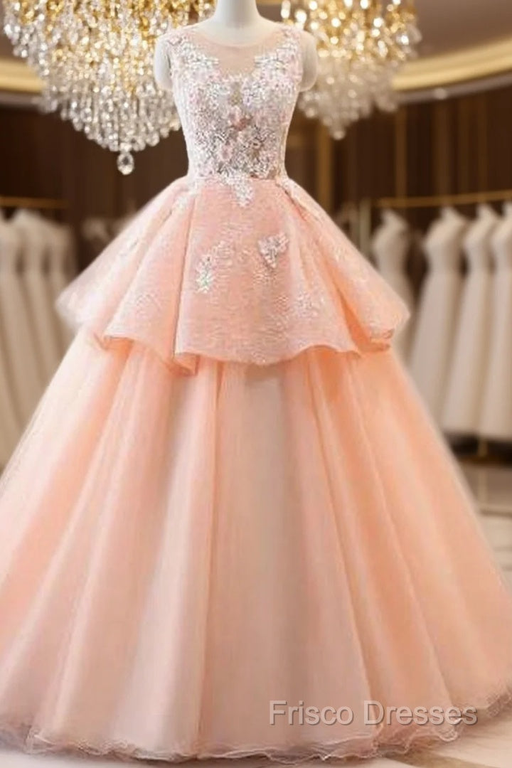Chic A-Line Scoop Long Formal Prom Dress Lace Formal Prom Dress Ball Gowns Formal Dress
