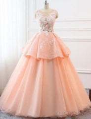 Chic A-Line Scoop Long Prom Dresses Lace Prom Dress Ball Gowns Evening Dresses