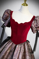 Chic A-Line Short Sleeve Formal Prom Dress, Cute Evening Party Dress