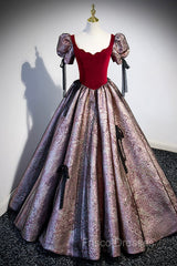 Chic A-Line Short Sleeve Formal Prom Dress, Cute Evening Party Dress