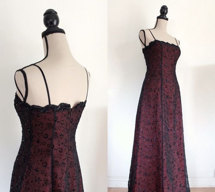 Chic A Line Spaghetti Straps Burgundy Tulle Evening Dress Long Prom Dresses Main image