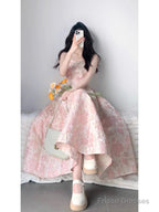 Chic A Line Spaghetti Straps Pink Satin Ankle Length Prom Dresses Birthday Outfits