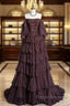 Chic Ball Gown Off The Shoulder Long Sleeves Evening Dress Tulle Long Formal Prom Dress