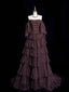 Chic Ball Gown Off The Shoulder Long Sleeves Evening Dress Tulle Long Prom Dresses