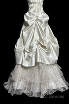 Chic Ball Gown Strapless Taffeta Ivory Long Wedding Dress Bridal Dress