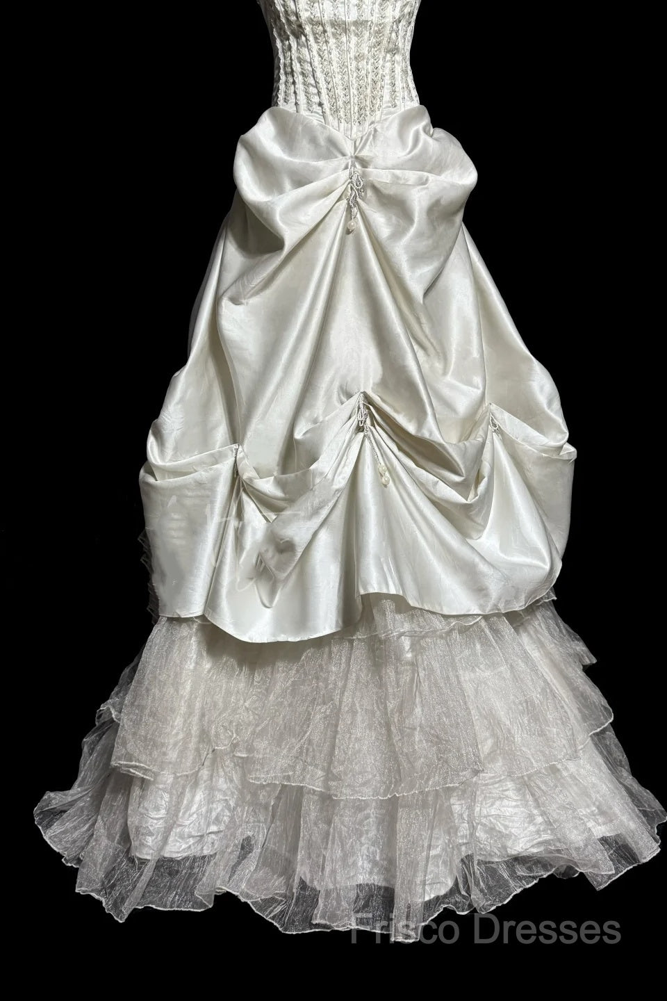 Chic Ball Gown Strapless Taffeta Ivory Long Wedding Dress Bridal Dress