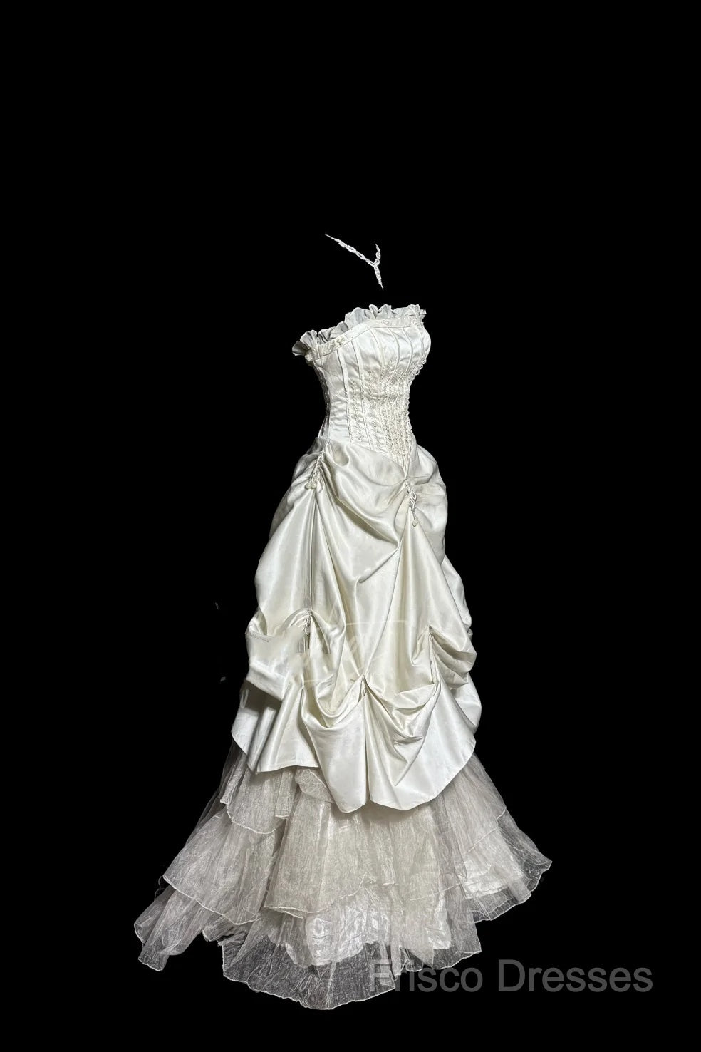 Chic Ball Gown Strapless Taffeta Ivory Long Wedding Dress Bridal Dress