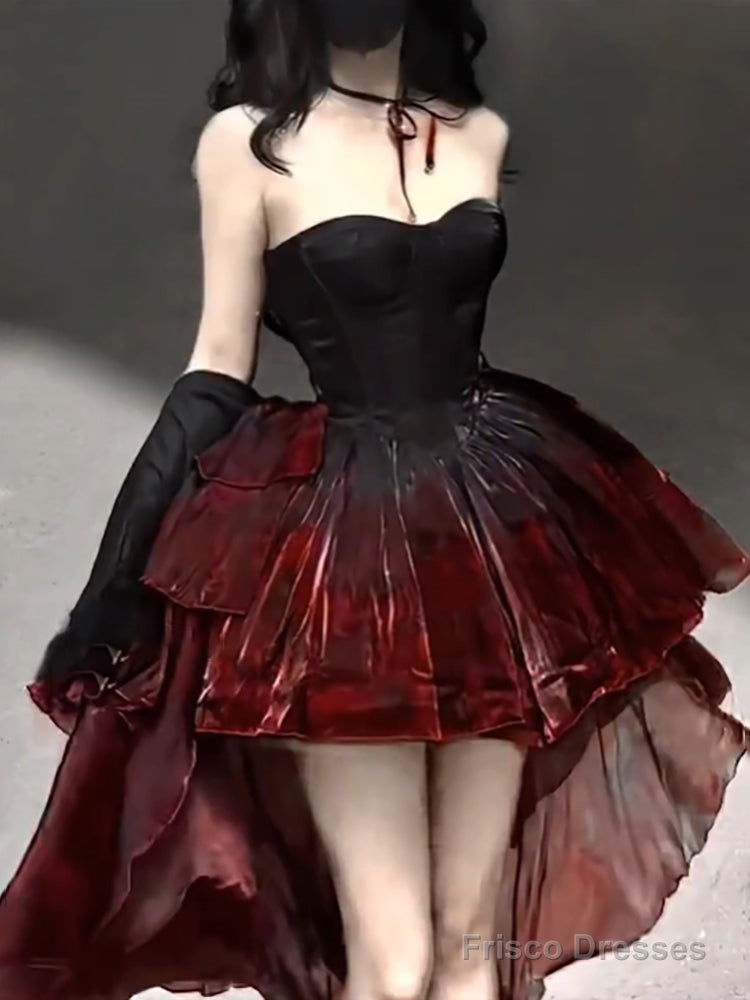 Chic Ball Gown Sweetheart Burgundy Organza Prom Dress Birthday Dresses Birthday Outfits Secondary image