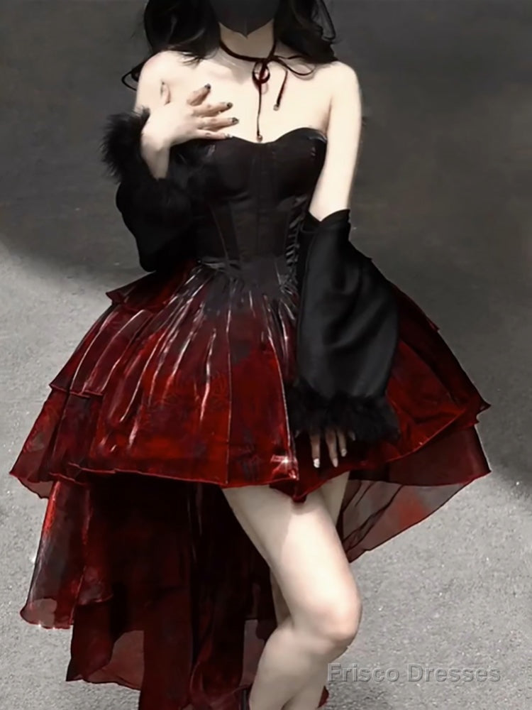 Chic Ball Gown Sweetheart Burgundy Organza Prom Dress Birthday Dresses Birthday Outfits
