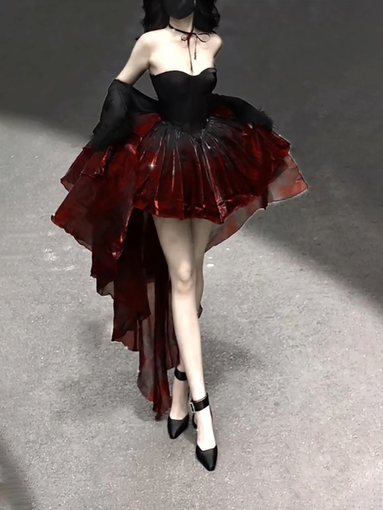 Chic Ball Gown Sweetheart Burgundy Organza Prom Dress Birthday Dresses Birthday Outfits Main image
