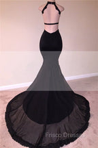Chic Black Open Back Lace Formal Prom Dress Sleeveless See Through Tulle Evening Gown