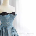 Chic Blue Strapless Long Formal Prom Dress Fairy Formal Dress