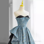 Chic Blue Strapless Long Formal Prom Dress Fairy Formal Dress