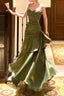 Chic Green Straps Sweetheart Long Formal Dress, Green Formal Prom Dress Evening Dress