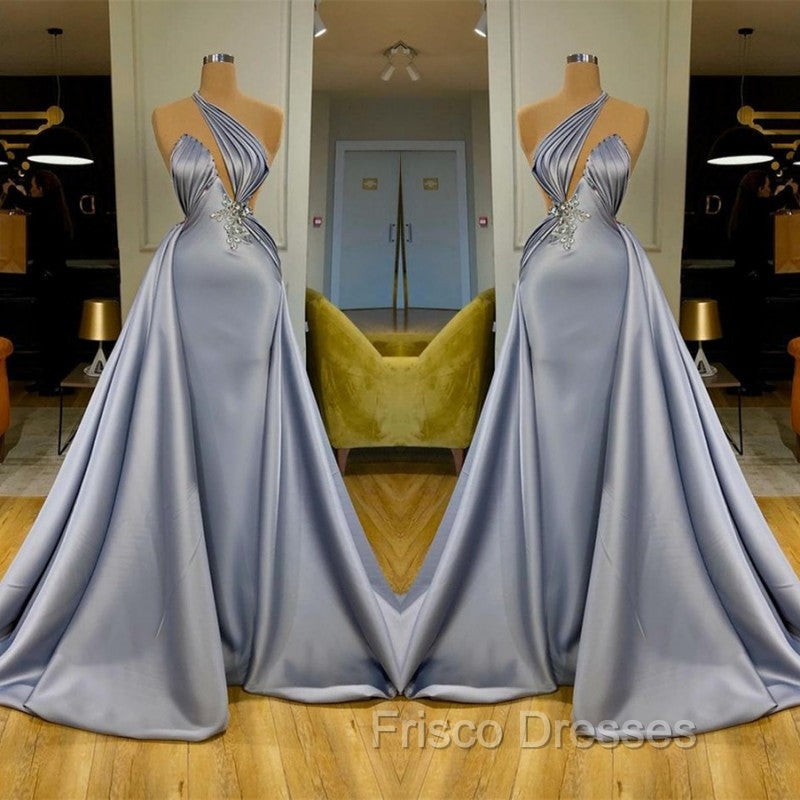 Chic Halter Beadings Long Evening Dress With Detachable Skirt