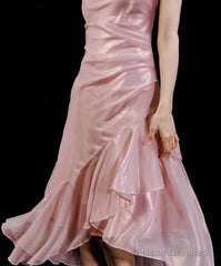 Chic High Low Spaghetti Straps Pink Knee Length Prom Dresses Birthday Outfits