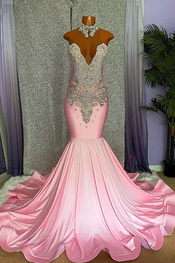Chic High-Neck Sleeveless Mermaid Prom Dress With Beading Main image