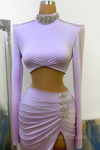 Chic High Split Long Sleeve Formal Prom Dress Mermaid High Neck Online