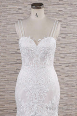 Chic Long Mermaid Sweetheart Spaghetti Strap Appliques Lace Wedding Dress