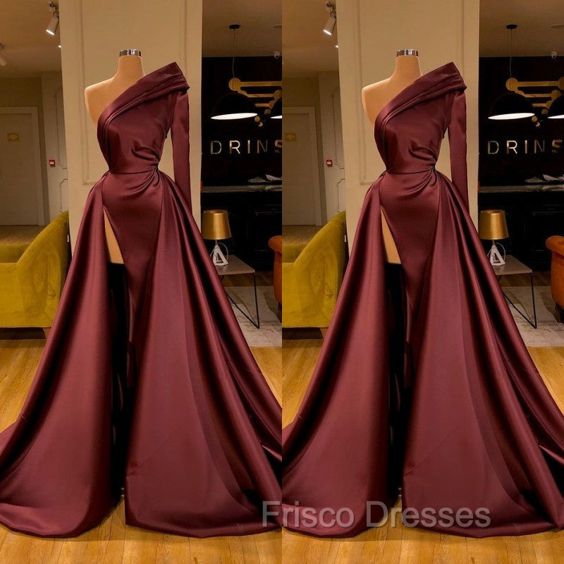 Chic Long Sleeve One Sleeve Evening Dress With Split On Sale Secondary image