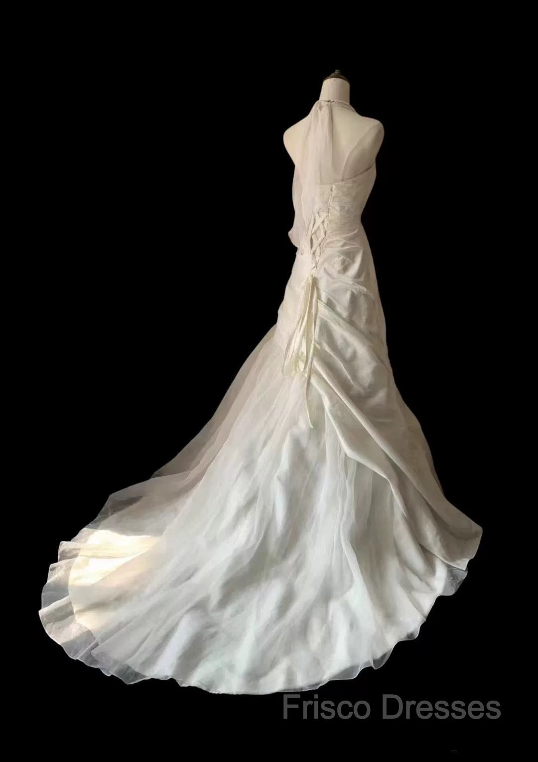 Chic Mermaid Halter Satin Ivory Long Wedding Dress Bridal Dress Secondary image