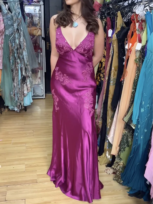 Chic Mermaid Spaghetti Straps Pink Satin Evening Dress Long Prom Dresses