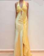 Chic Mermaid Spaghetti Straps Pink Satin Evening Dress Long Prom Dresses