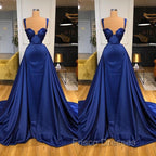 Chic Royal Blue Straps Sweetheart Formal Prom Dress Overskirt Long