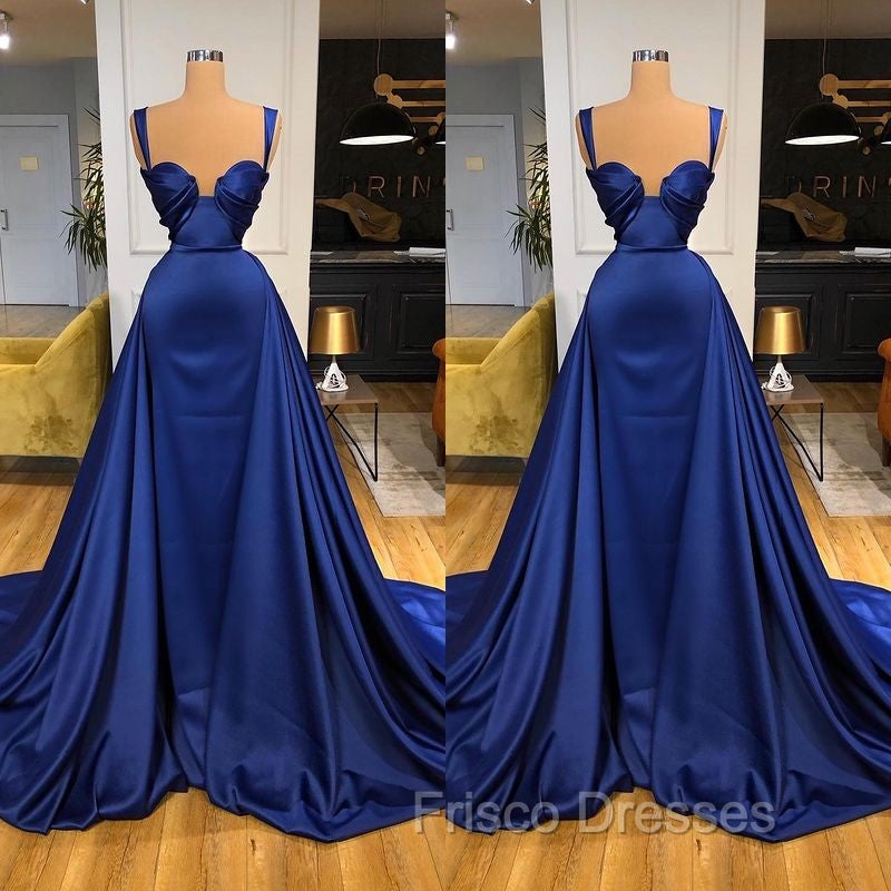 Chic Royal Blue Straps Sweetheart Formal Prom Dress Overskirt Long