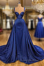 Chic Royal Blue Straps Sweetheart Formal Prom Dress Overskirt Long
