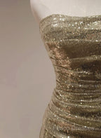 Chic Sequins Mermaid Scoop Long Formal Dress, Gold Long Formal Prom Dress Party Dress
