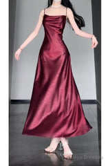 Chic Sheath Spaghetti Straps Christmas Dress Burgundy Prom Dresses Birthday Outfits