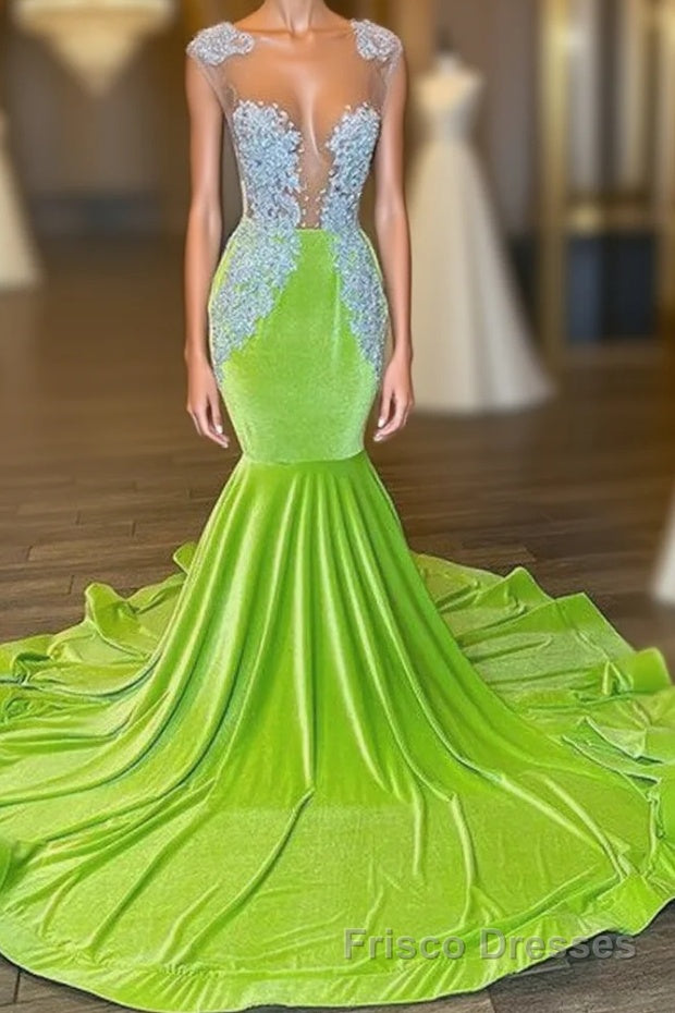 Chic Sleeveless Backless Mermaid Formal Prom Dresses With Beading